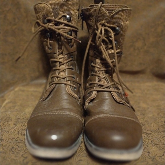 Combat Brown Leather and Canvas Boots, Jump J-75 Deploy, Lace-up zipper Size 10 - Picture 5 of 5